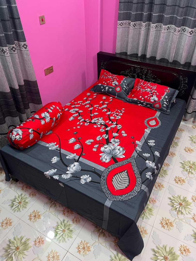 King,Size,Panel,Bed,sheet,with,Matching,Pillow,cover