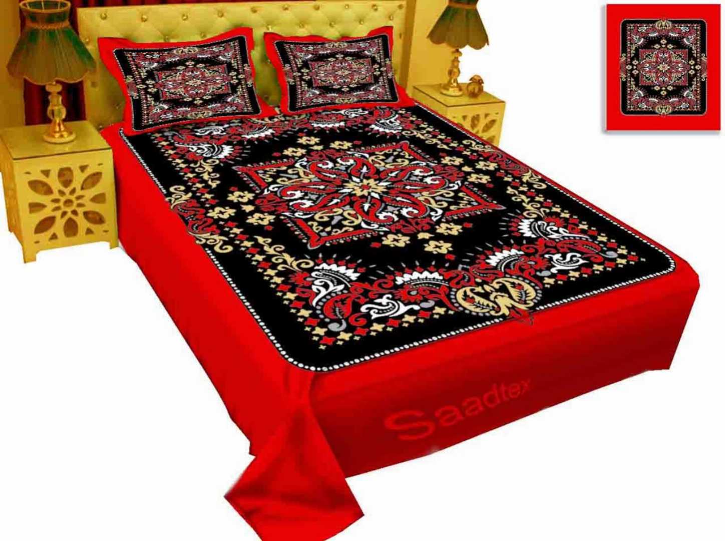 King,Size,Panel,Bed,sheet,with,Matching,Pillow,cover