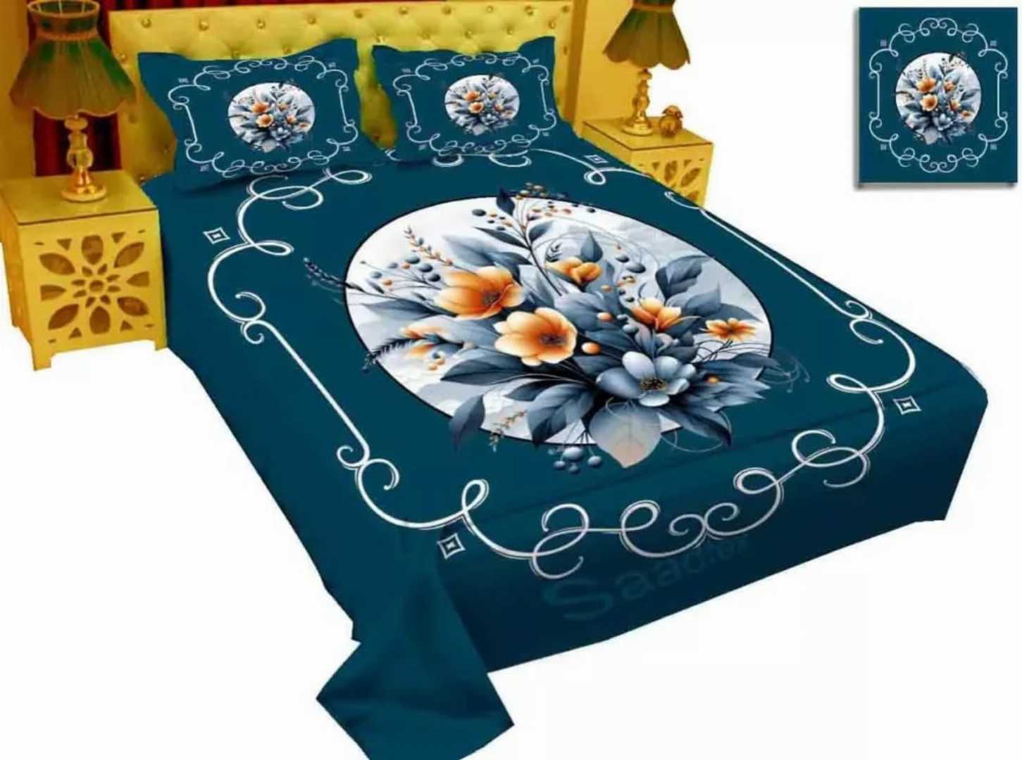 King,Size,Panel,Bed,sheet,with,Matching,Pillow,cover