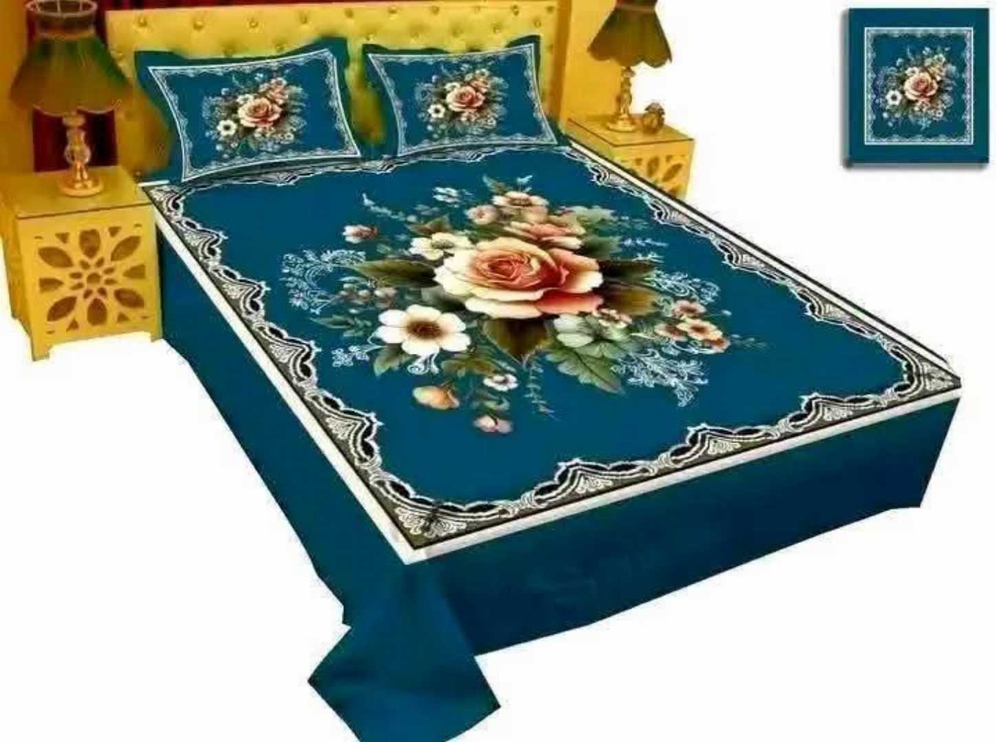 King,Size,Panel,Bed,sheet,with,Matching,Pillow,cover