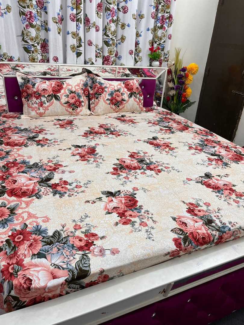 King,Size,Panel,Bed,sheet,with,Matching,Pillow,cover