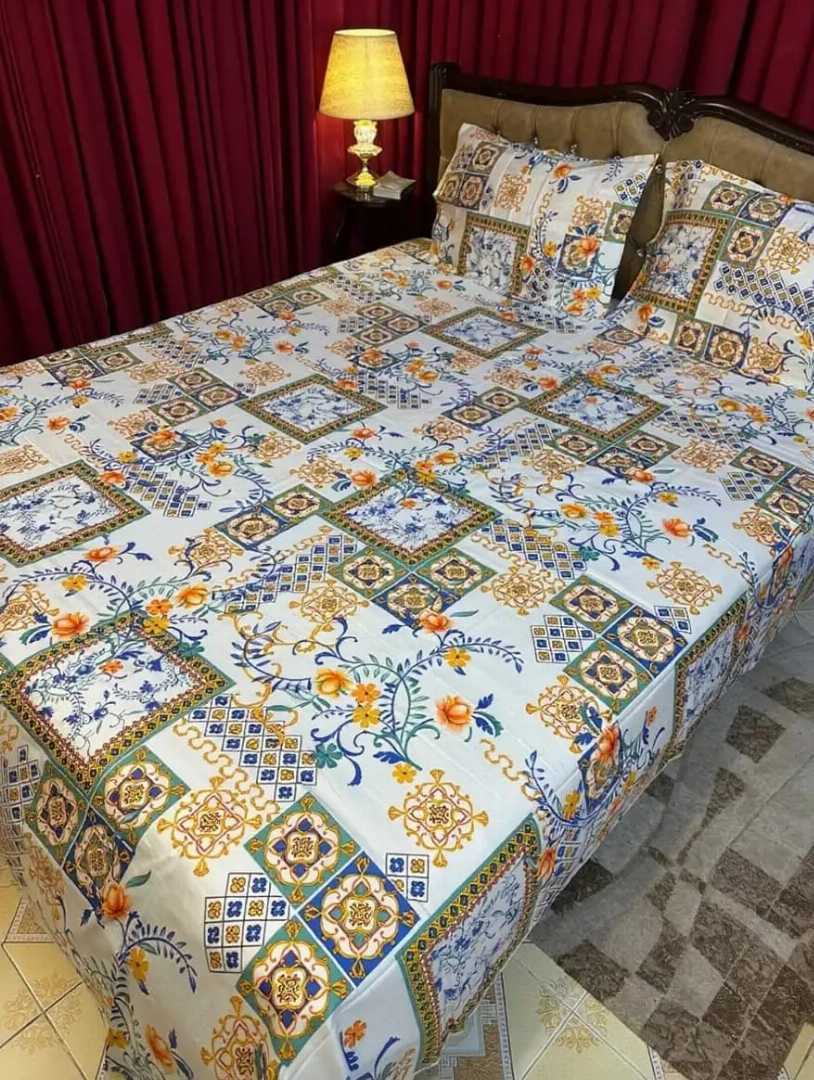King,Size,Panel,Bed,sheet,with,Matching,Pillow,cover.