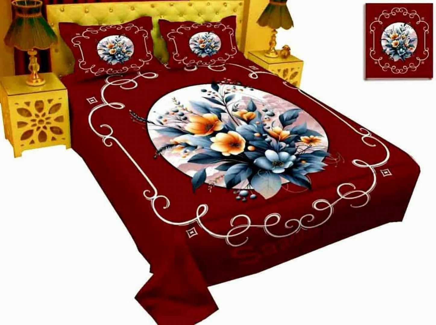 King,Size,Panel,Bed,sheet,with,Matching,Pillow,cover