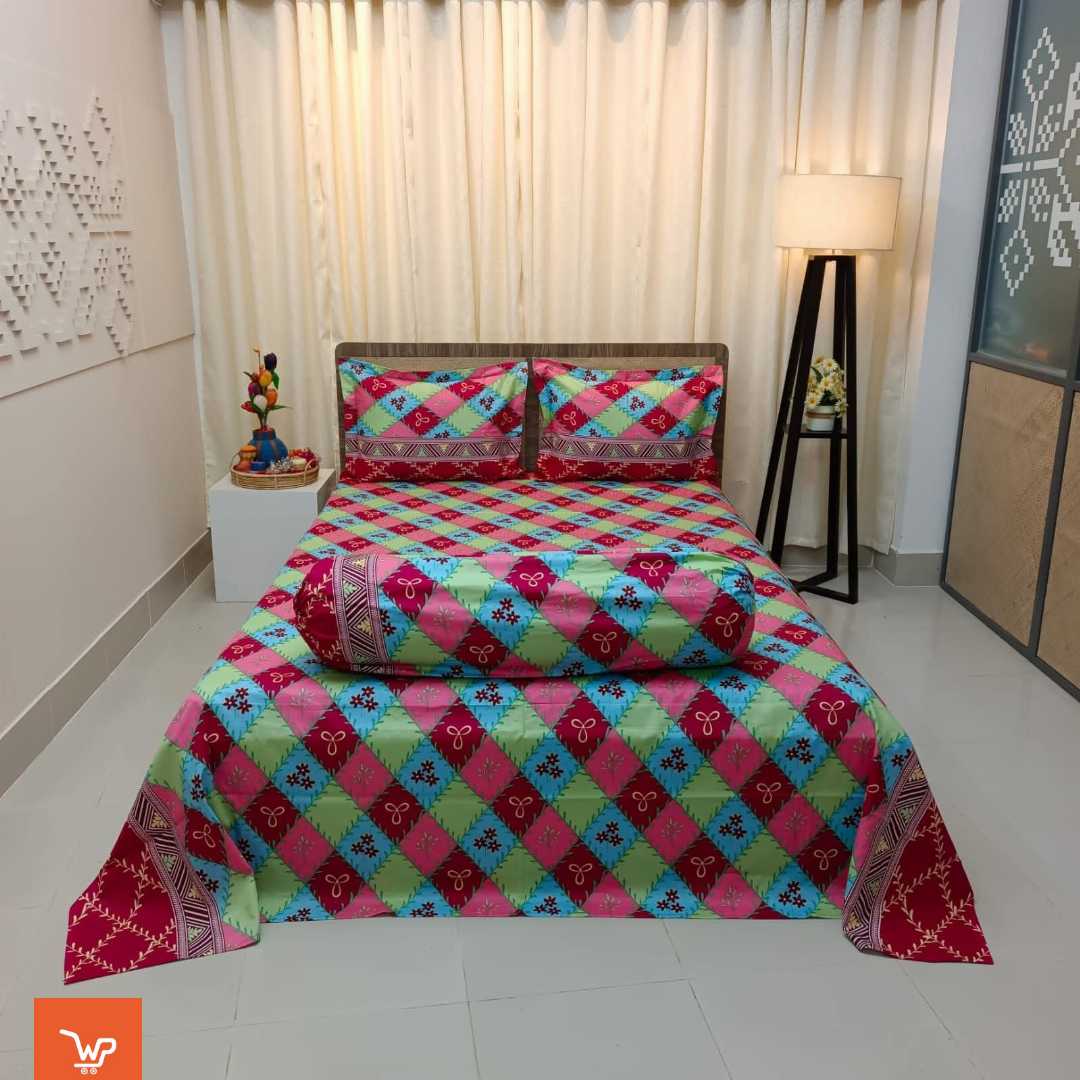 King,Size,Panel,Bed,sheet,with,Matching,Pillow,cover