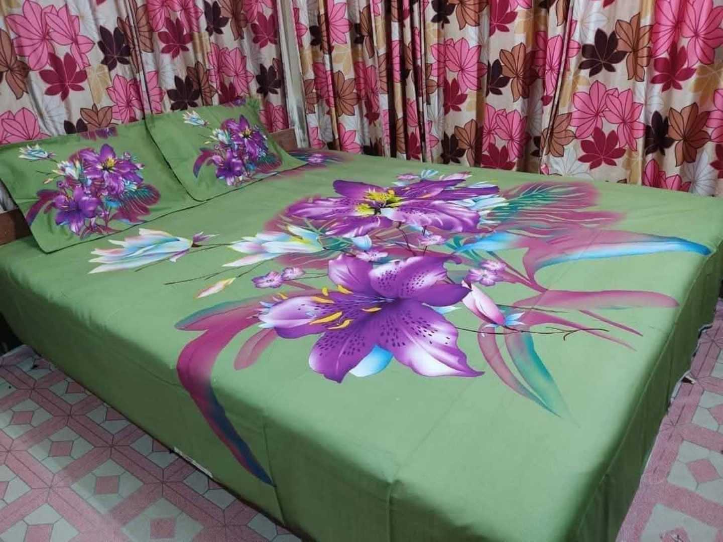 King,Size,Panel,Bed,sheet,with,Matching,Pillow,cover