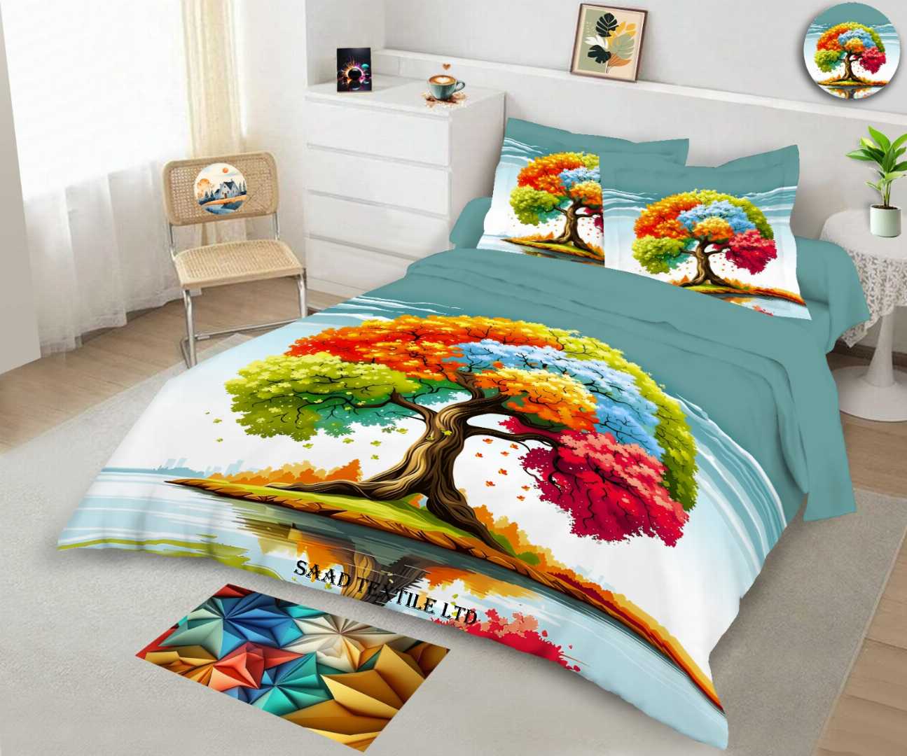 King,Size,Panel,Bed,sheet,with,Matching,Pillow,cover