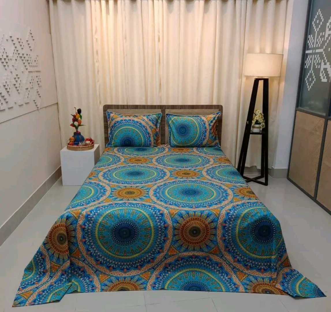 King,Size,Panel,Bed,sheet,with,Matching,Pillow,cover.