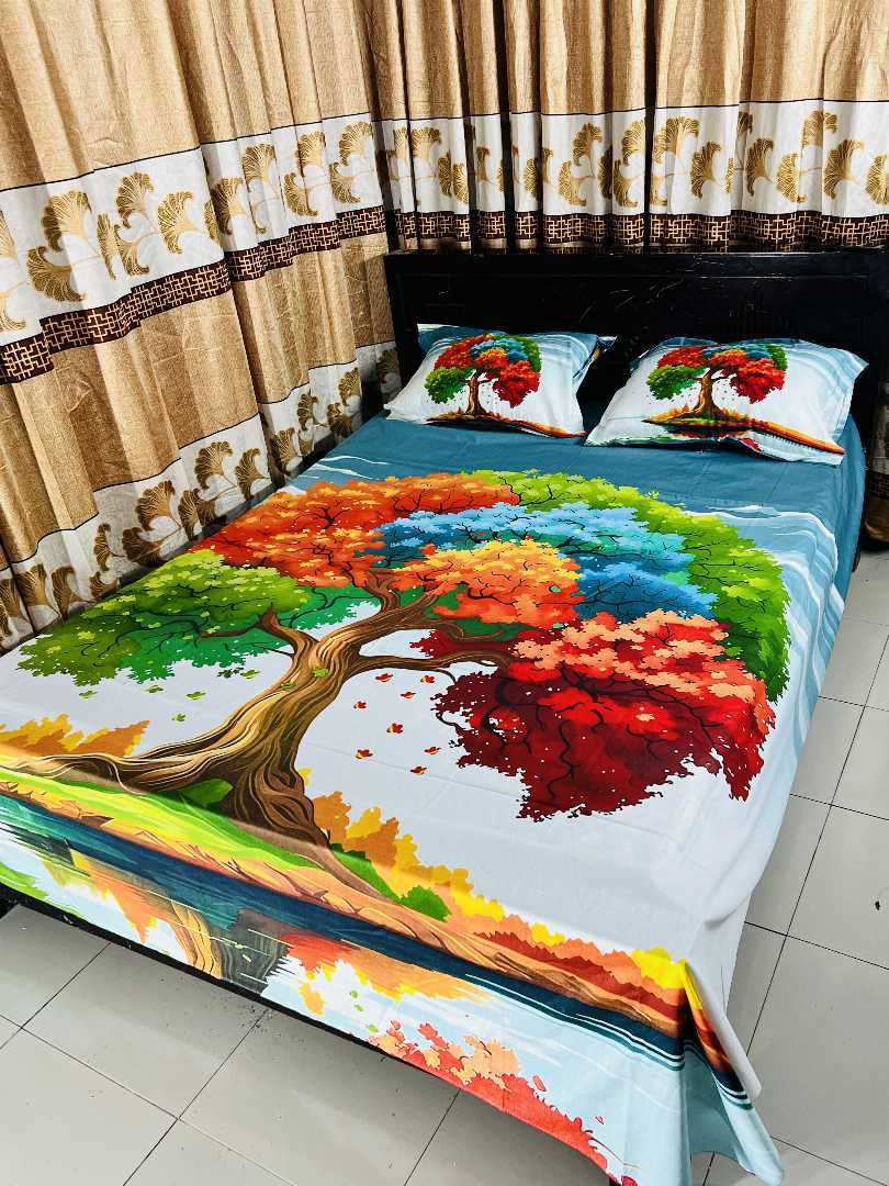 King,Size,Panel,Bed,sheet,with,Matching,Pillow,cover