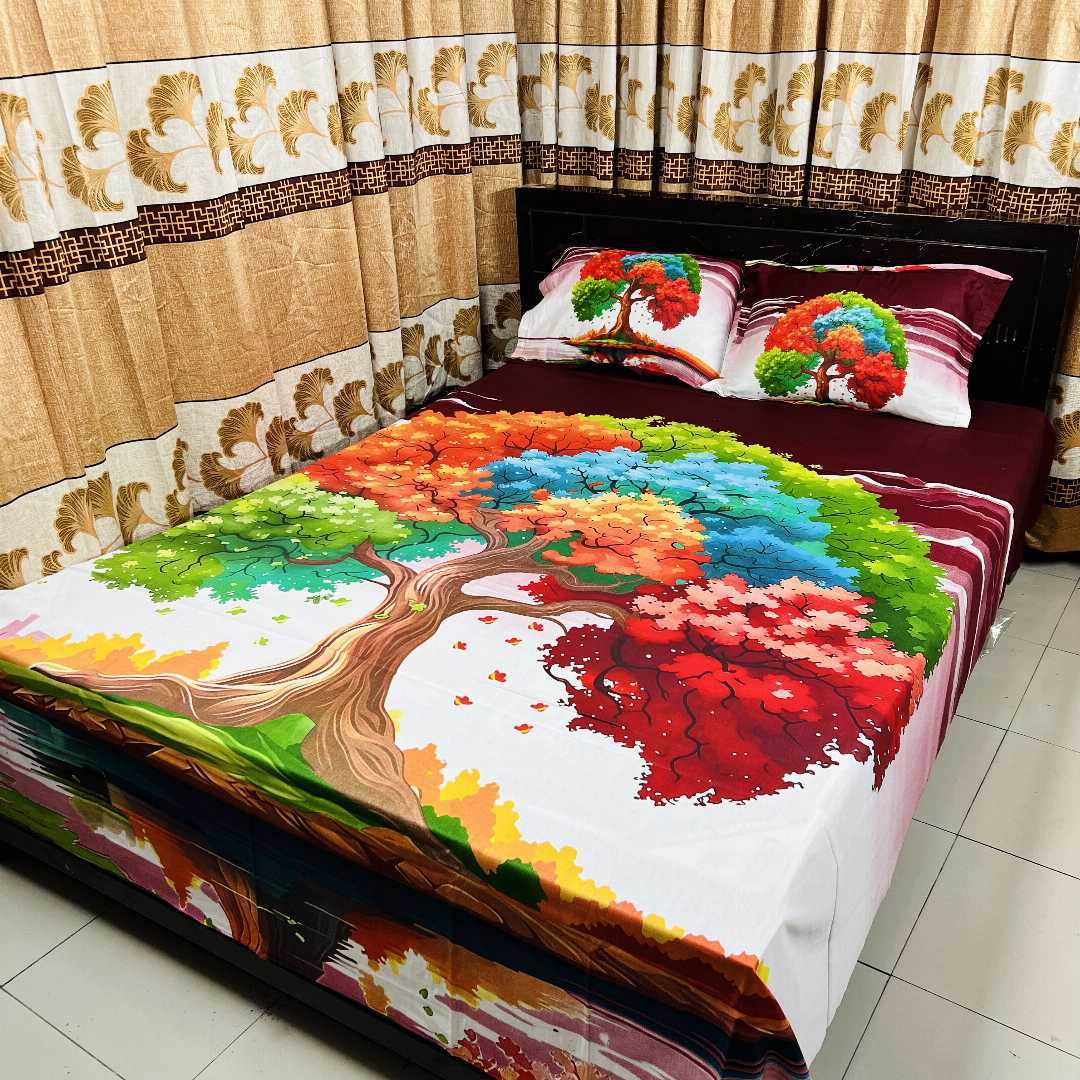 King,Size,Panel,Bed,sheet,with,Matching,Pillow,cover