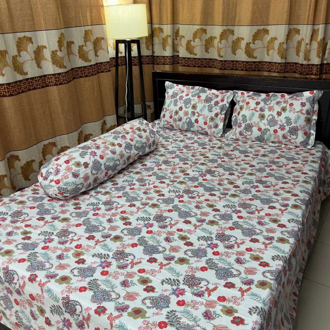 King,Size,Panel,Bed,sheet,with,Matching,Pillow,cover