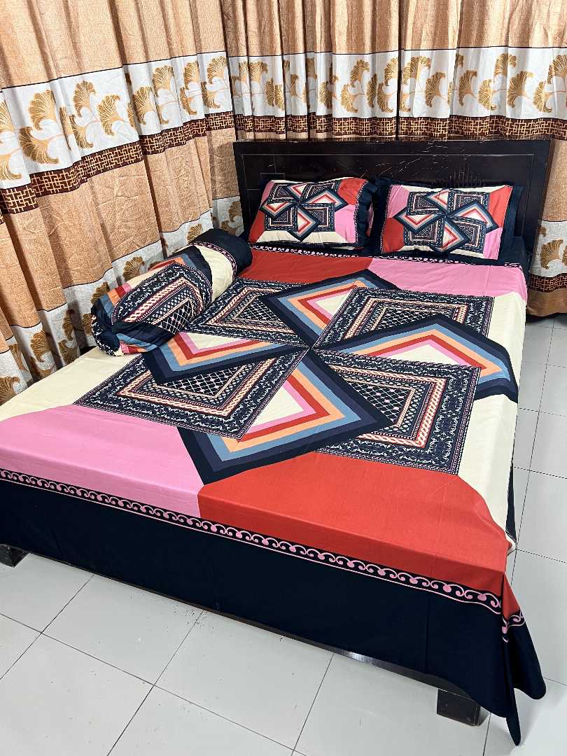 King,Size,Panel,Bed,sheet,with,Matching,Pillow,cover.