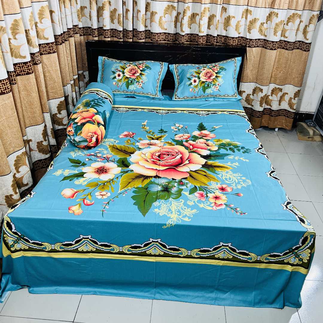 King,Size,Panel,Bed,sheet,with,Matching,Pillow,cover.