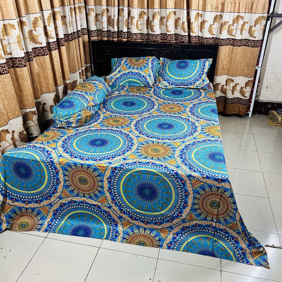 King,Size,Panel,Bed,sheet,with,Matching,Pillow,cover.