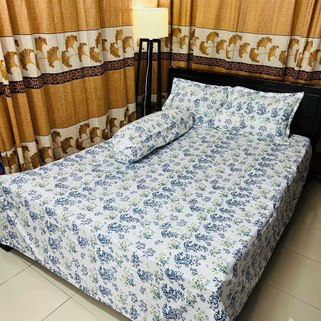 King,Size,Panel,Bed,sheet,with,Matching,Pillow,cover.