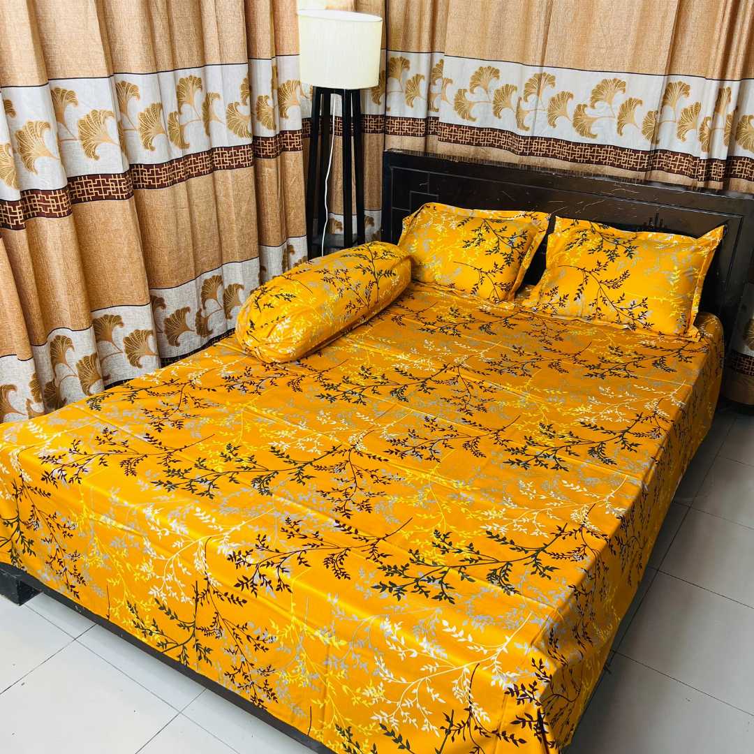 King,Size,Panel,Bed,sheet,with,Matching,Pillow,cover.