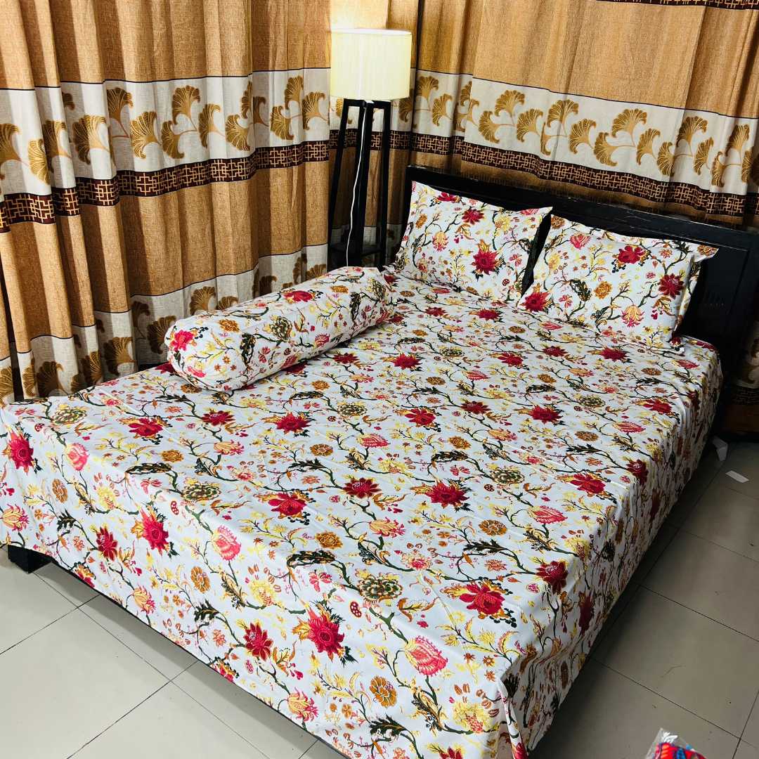 King,Size,Panel,Bed,sheet,with,Matching,Pillow,cover.