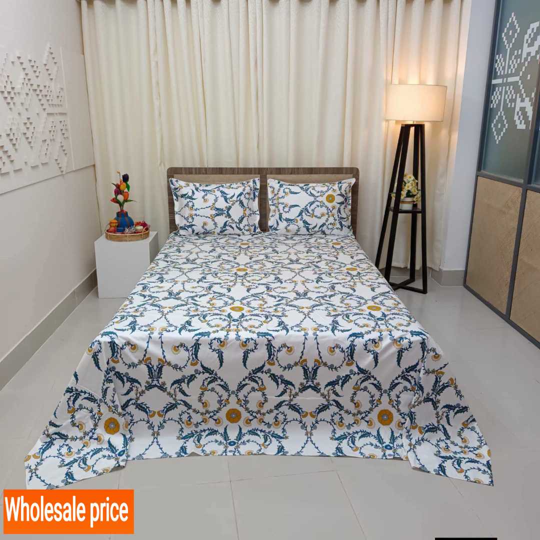 King,Size,Panel,Bed,sheet,with,Matching,Pillow,cover.