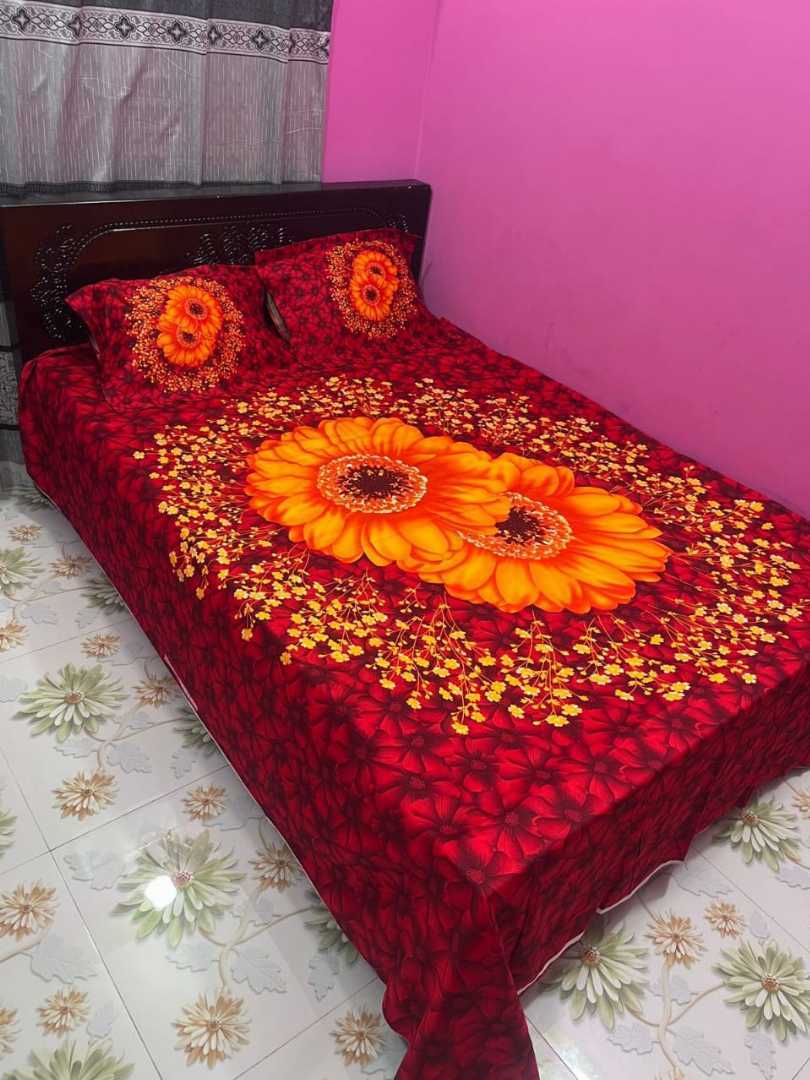 King,Size,Panel,Bed,sheet,with,Matching,Pillow,cover.
