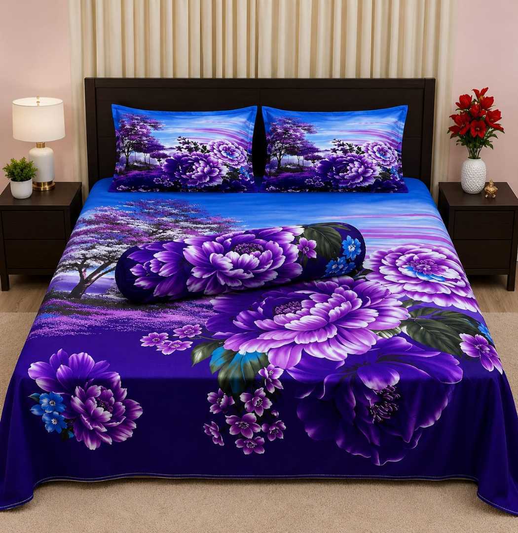 King,Size,Panel,Bed,sheet,with,Matching,Pillow,cover