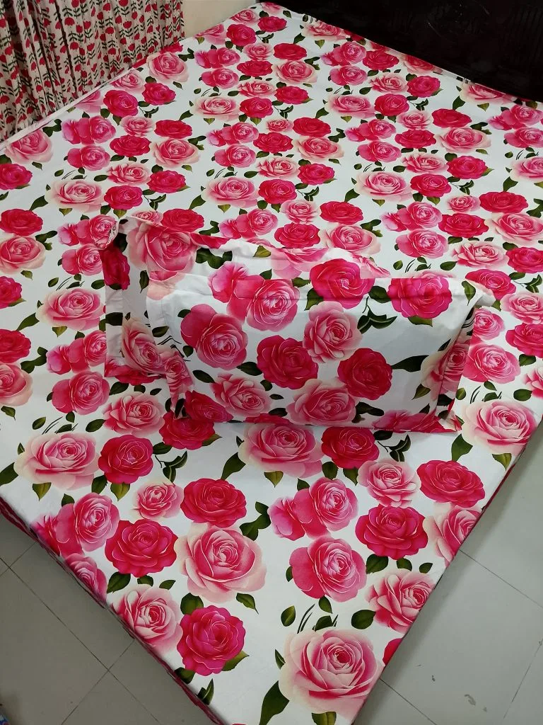 King Size Panel Bed sheet with Matching Pillow cover