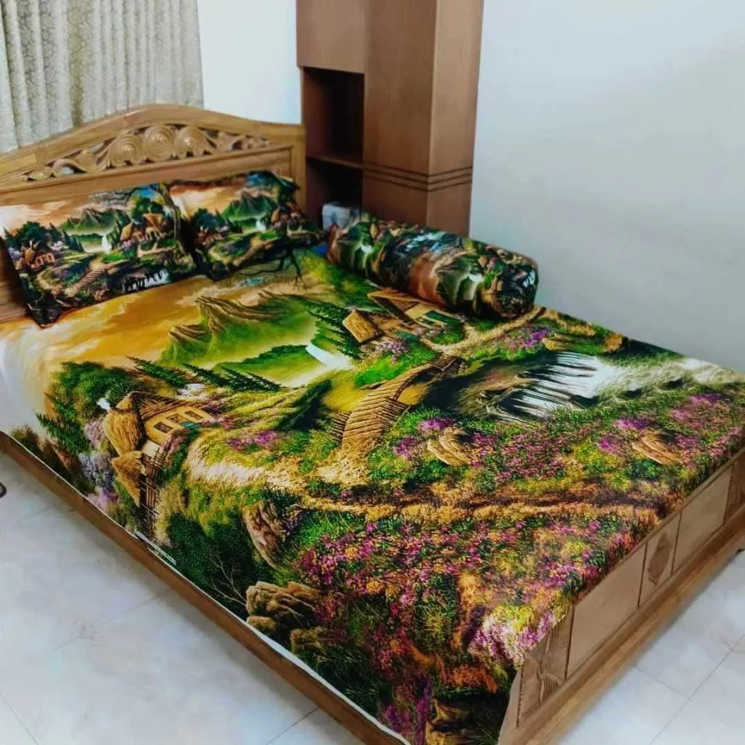 King Size Panel Bed sheet with Matching Pillow cover