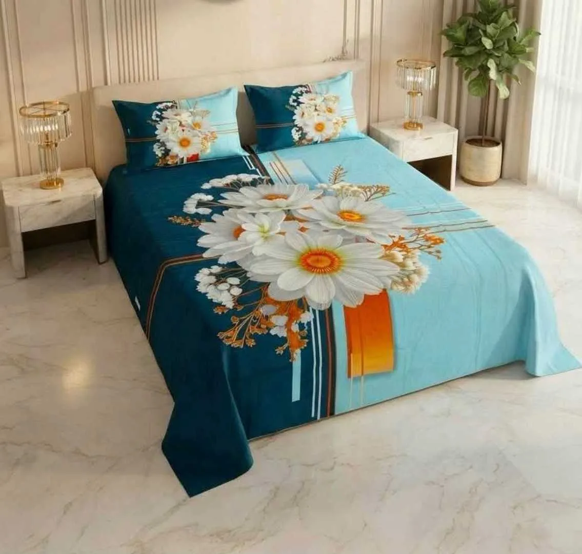 King Size Panel Bed sheet with Matching Pillow cover