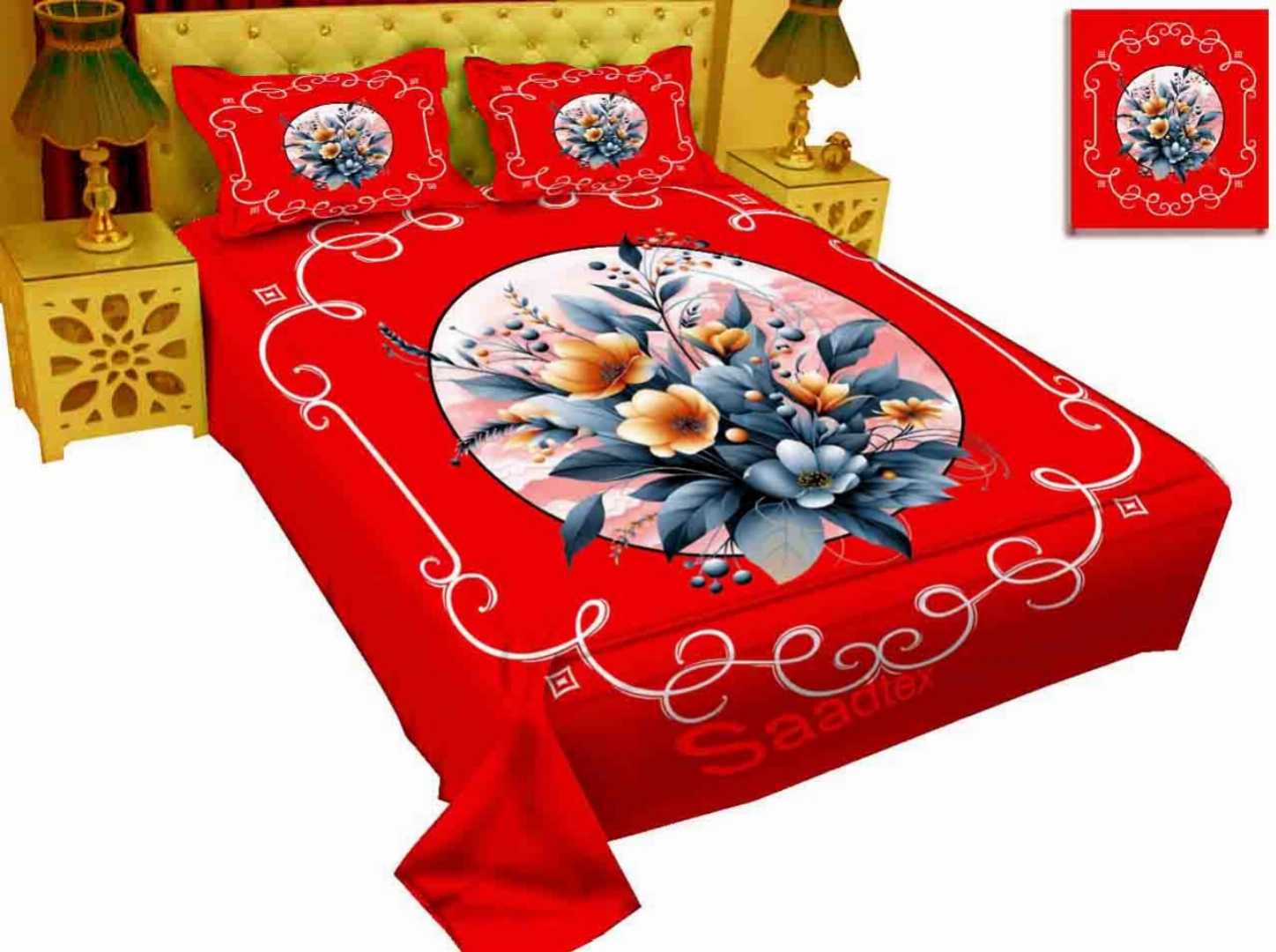 King Size Panel Bed sheet with Matching Pillow cover