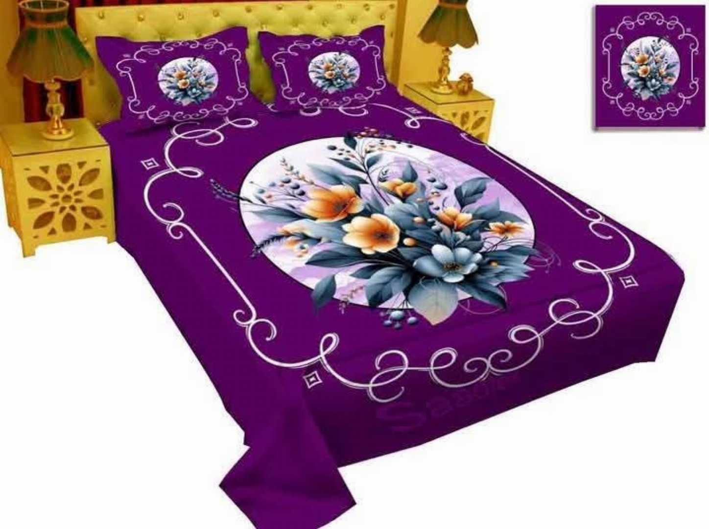King Size Panel Bed sheet with Matching Pillow cover