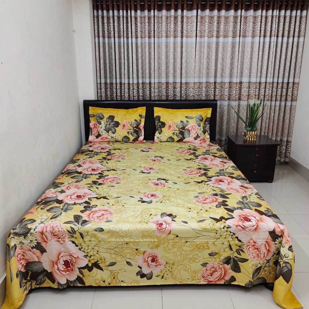 King Size Panel Bed sheet with Matching Pillow cover