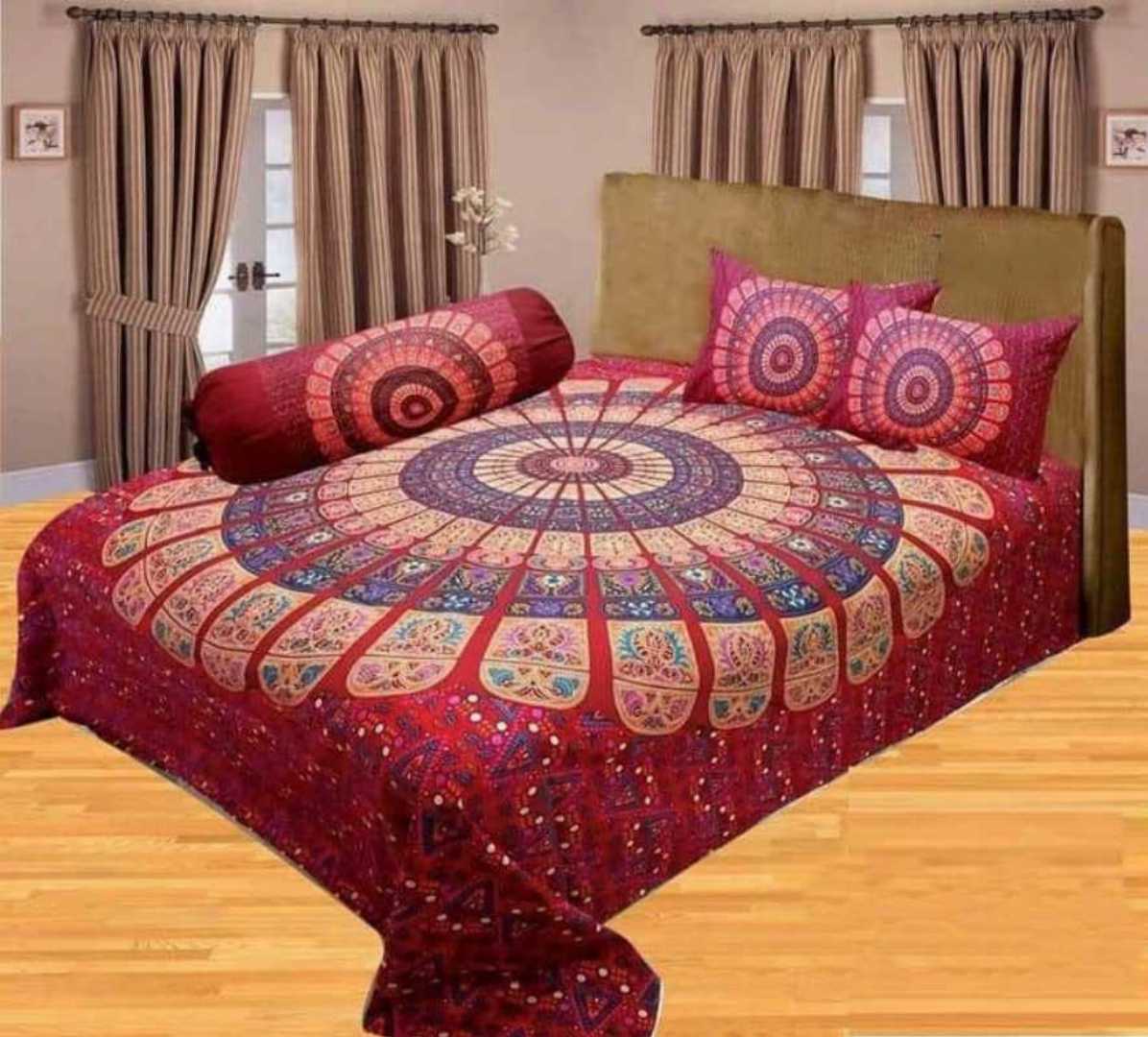 King Size Panel Bed sheet with Matching Pillow cover