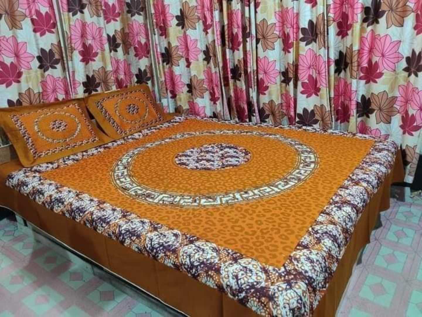 King Size Panel Bed sheet with Matching Pillow cover