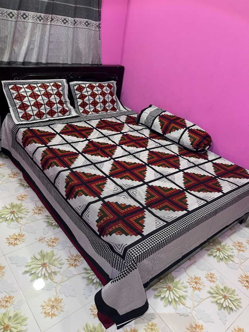 King Size Panel Bed sheet with Matching Pillow cover