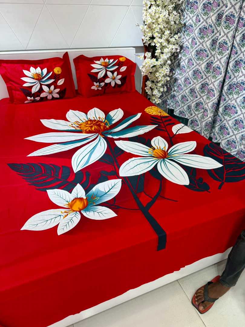 King Size Panel Bed sheet with Matching Pillow cover