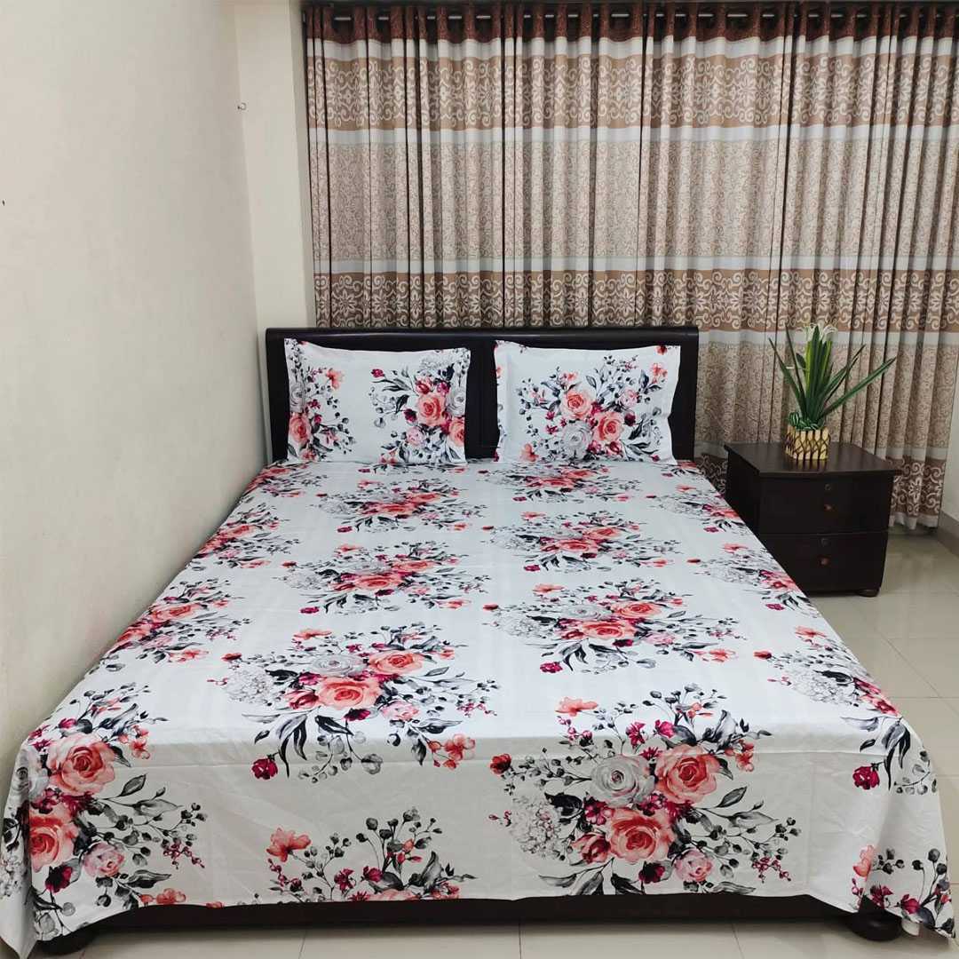 King Size Panel Bed sheet with Matching Pillow cover