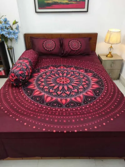 King Size Panel Bed sheet with Matching Pillow cover