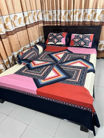 King Size Panel Bed sheet with Matching Pillow cover