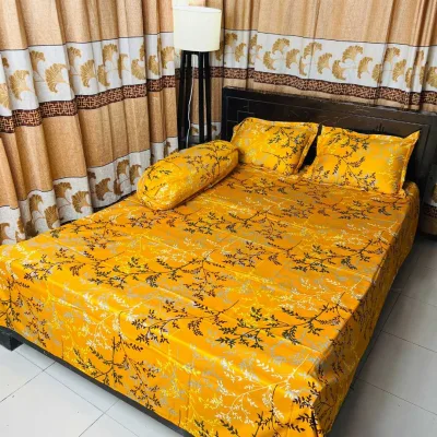 King Size Panel Bed sheet with Matching Pillow cover