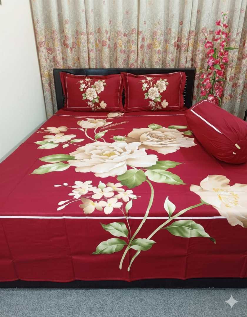 King Size Panel Bed sheet with Matching Pillow cover