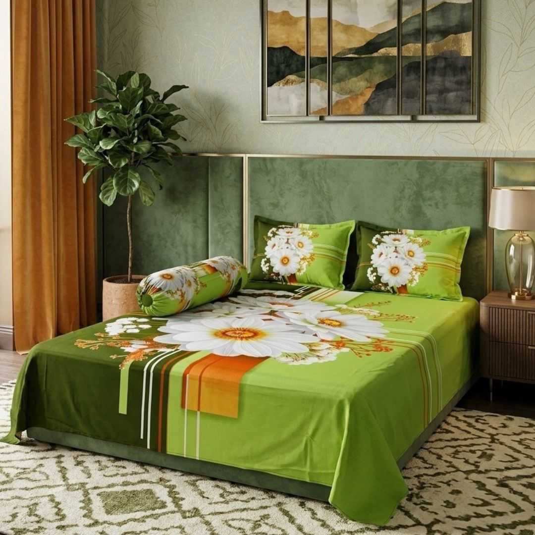 King Size Panel Bed sheet with Matching Pillow cover
