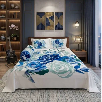 King Size Panel Bed sheet with Matching Pillow cover