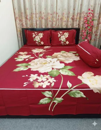 King Size Panel Bed sheet with Matching Pillow cover