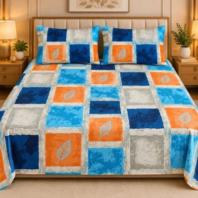 King Size Panel Bed sheet with Matching Pillow cover