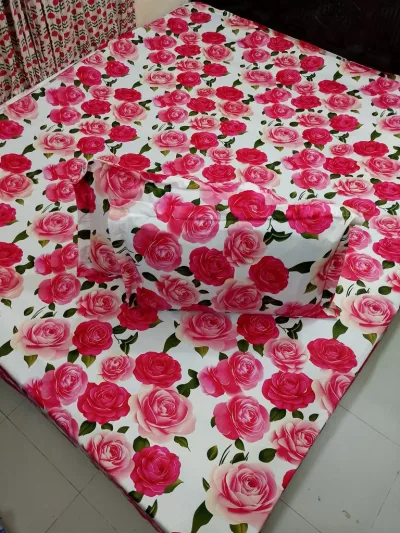 King Size Panel Bed sheet with Matching Pillow cover