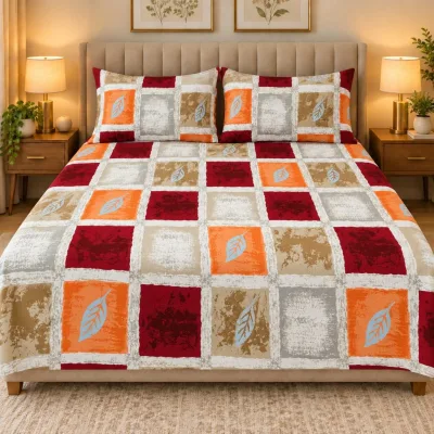King Size Panel Bed sheet with Matching Pillow cover